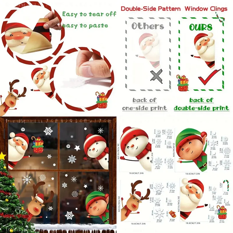 Snowflake Window Decal - 82枚入り クリスマス ウィンドウ クリングス ステッカー サンタ