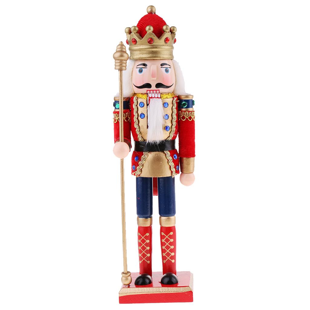 Nutcracker Figurine - 手描きの木製くるみ割り人形兵士モデル、正方形の台座付き、子供向けの華やかなホームデコレーション