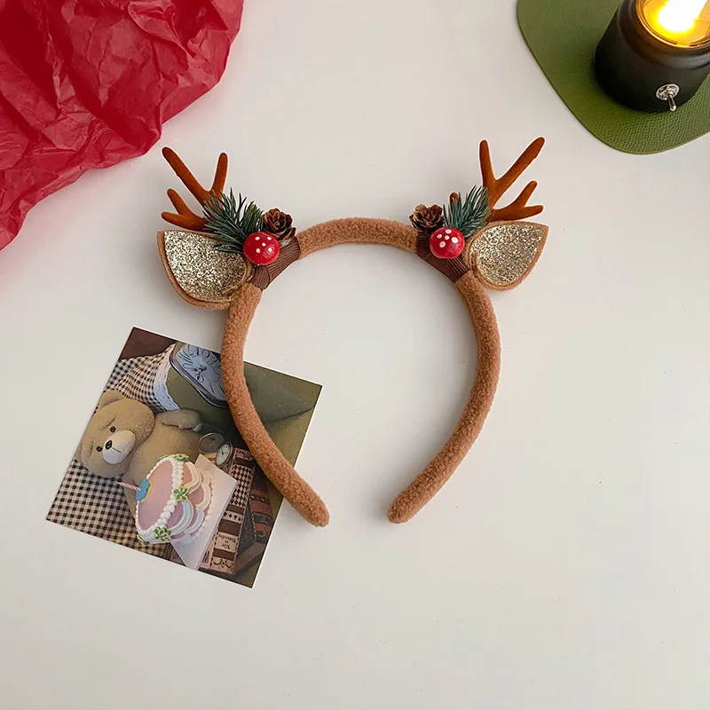 Reindeer Antlers Headband - 子供と大人のためのヘッドバンドトナカイとホーン,カチューシャ,クラスプヘッドバンド,ハロウィーンパーティー