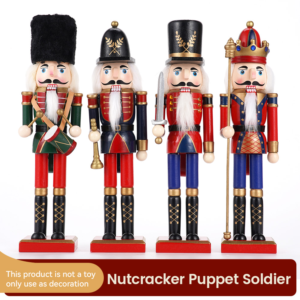 Nutcracker Figurine - 30 センチメートル木製くるみ割り人形飾り兵士フィギュア手作り人形おもちゃホームオフィステーブルクリスマス装飾彫像クリスマスギフト