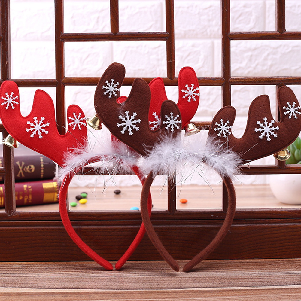 Reindeer Antlers Headband - 2 個のトナカイの角ヘッドバンド カーキ クリスマス パーティー ベル