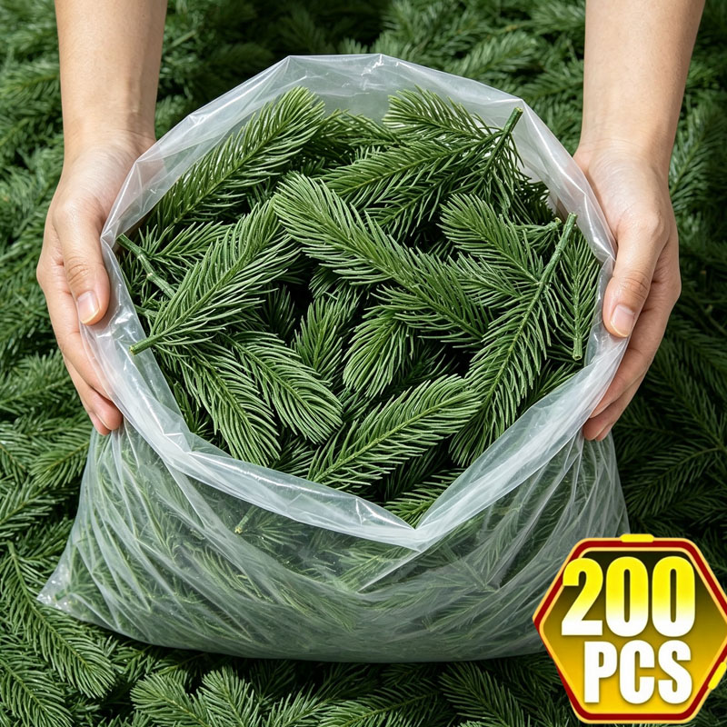 Christmas Tree Artificial - 人工松葉植物 プラスチック製クリスマスツリー フラワーリース DIY グリーンパインブランチ ウェディング