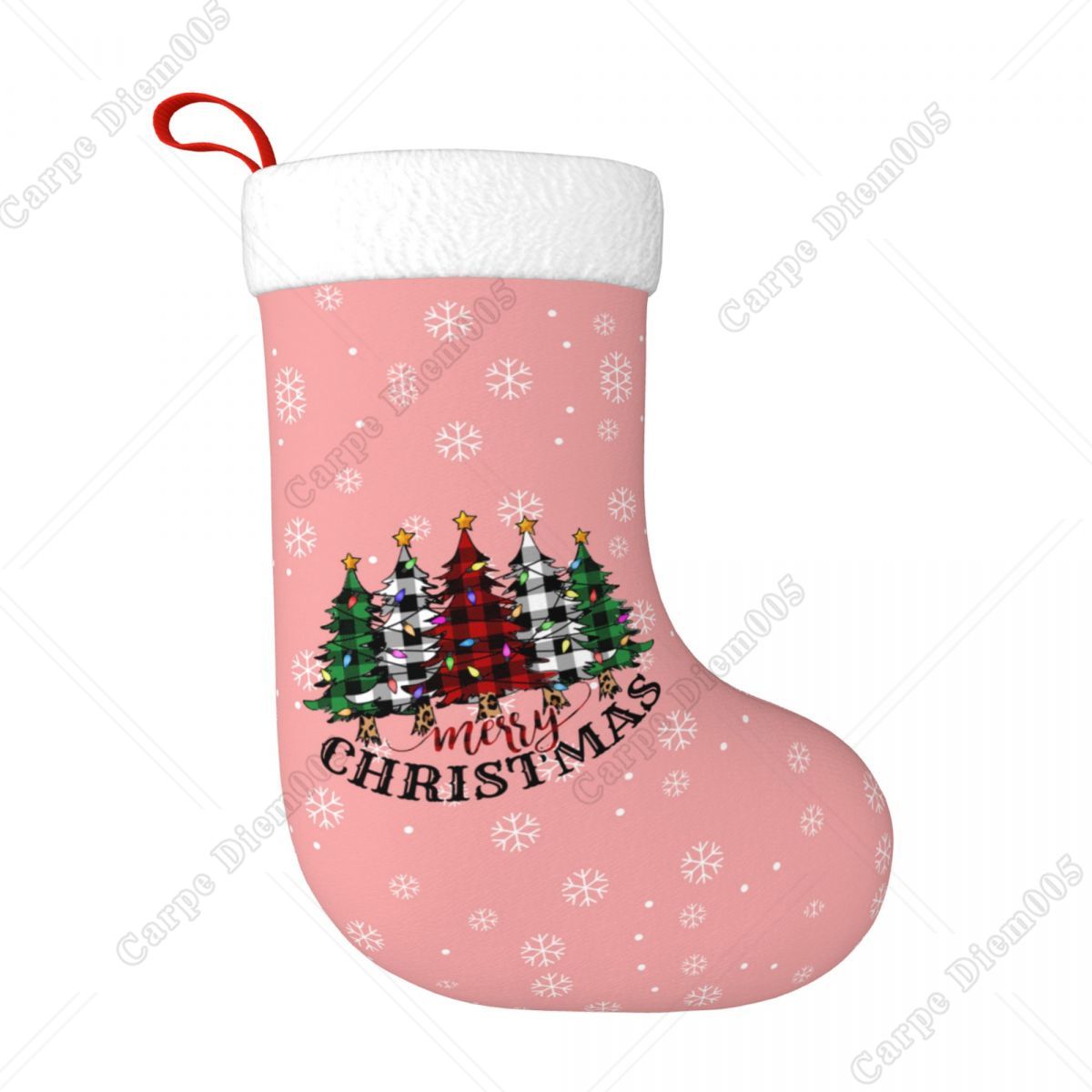 家族のためのハンギングクリスマスストッキング、ピンクの雪片、 - Christmas Stocking Hanging のレビューと価格