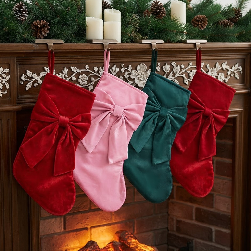クリスマスストッキング1個、リボンギフトバッグ、クリスマス暖 - Christmas Stocking Hanging のレビューと価格
