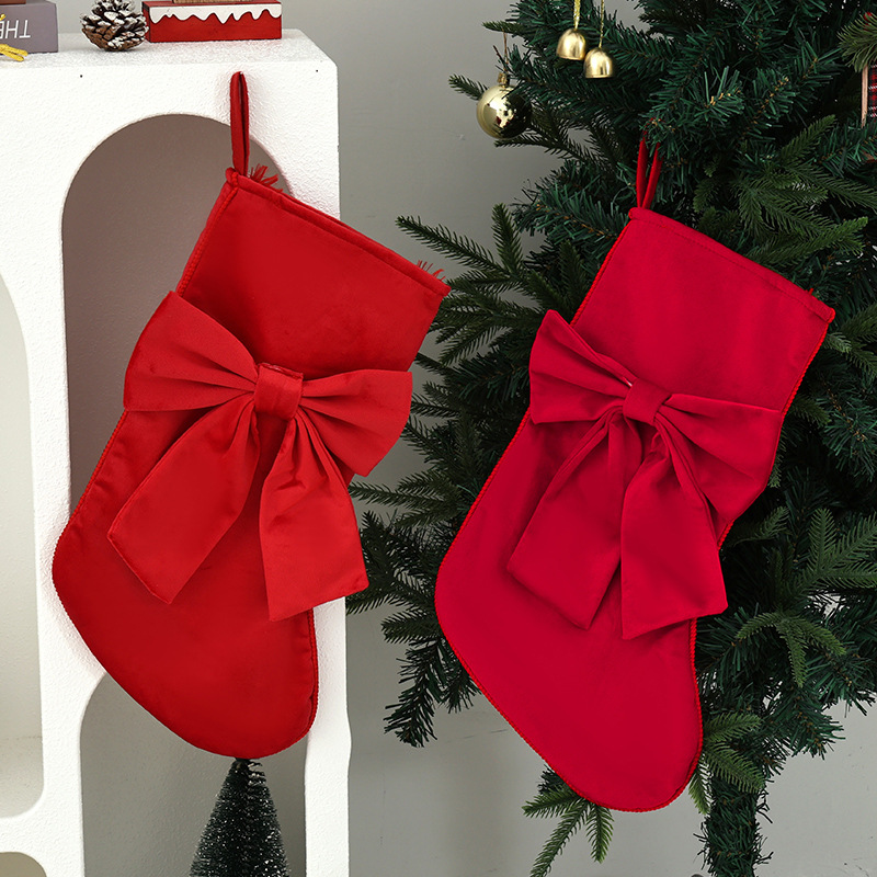 クリスマスストッキング1個、リボンギフトバッグ、クリスマス暖 - Christmas Stocking Hanging のレビューと価格
