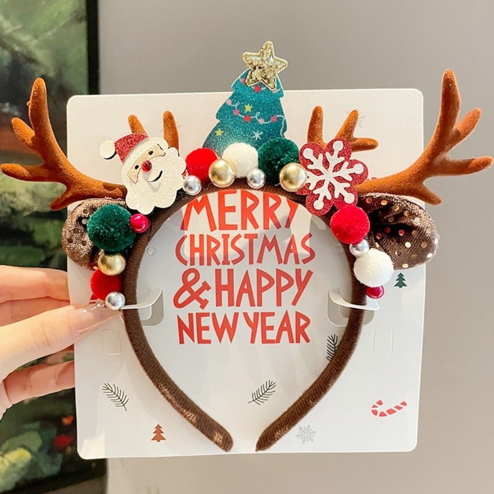 かわいい赤いベルベットの鹿の角ヘアバンド ベルベットリボン  - Reindeer Antlers Headband のレビューと価格