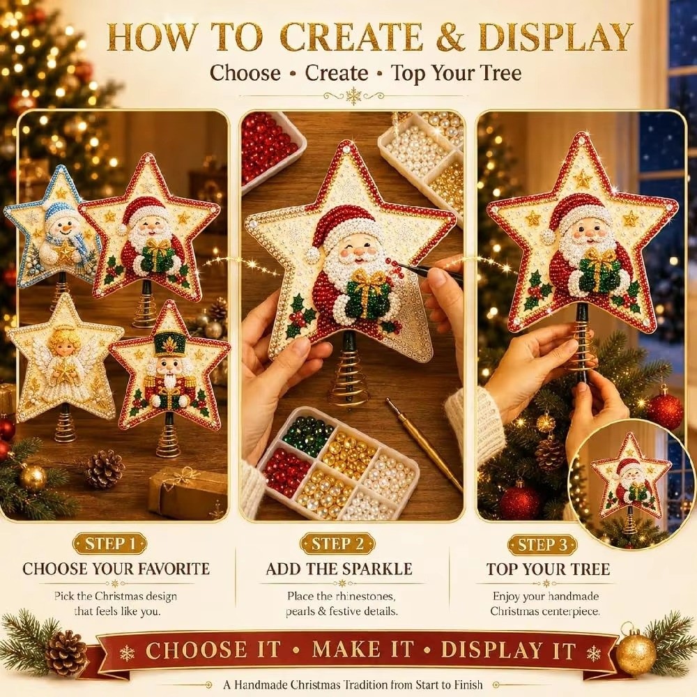 星形のクリスマスツリートッパー。カラフルなホリデーデコレーシ - Star Tree Topper のレビューと価格
