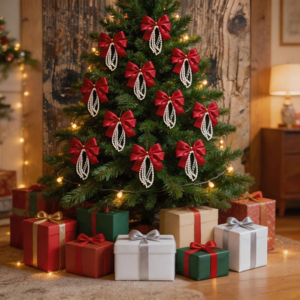 12個セット クリスマスツリーボウ ヴィンテージスタイル レ - Gift Box Wrap Set のレビューと価格