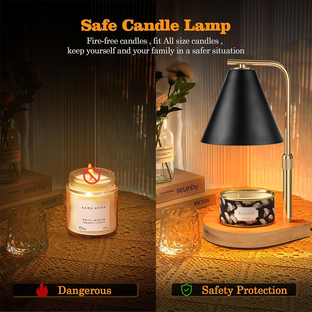 タイマー付き調光可能なブラックキャンドルウォーマーランプ、ワ - Holiday Candle Set のレビューと価格