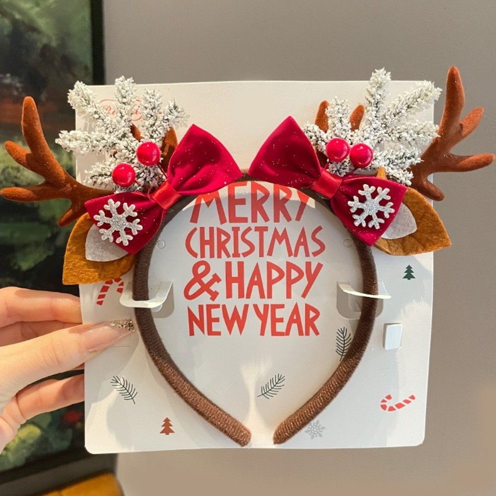 シンプルな赤いベルベット素材の角飾りヘアバンド、ベルベットの - Reindeer Antlers Headband のレビューと価格
