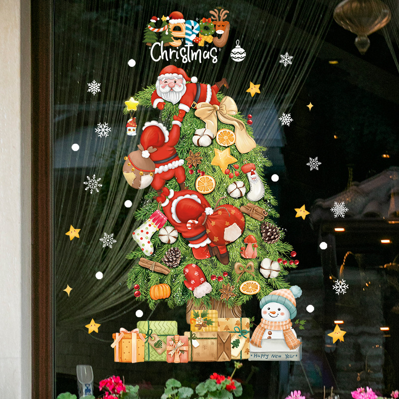 メリークリスマスウィンドウガラスステッカー、サンタクロースク - Snowflake Window Decal のレビューと価格
