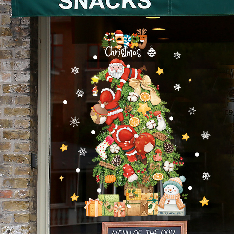 メリークリスマスウィンドウガラスステッカー、サンタクロースク - Snowflake Window Decal のレビューと価格