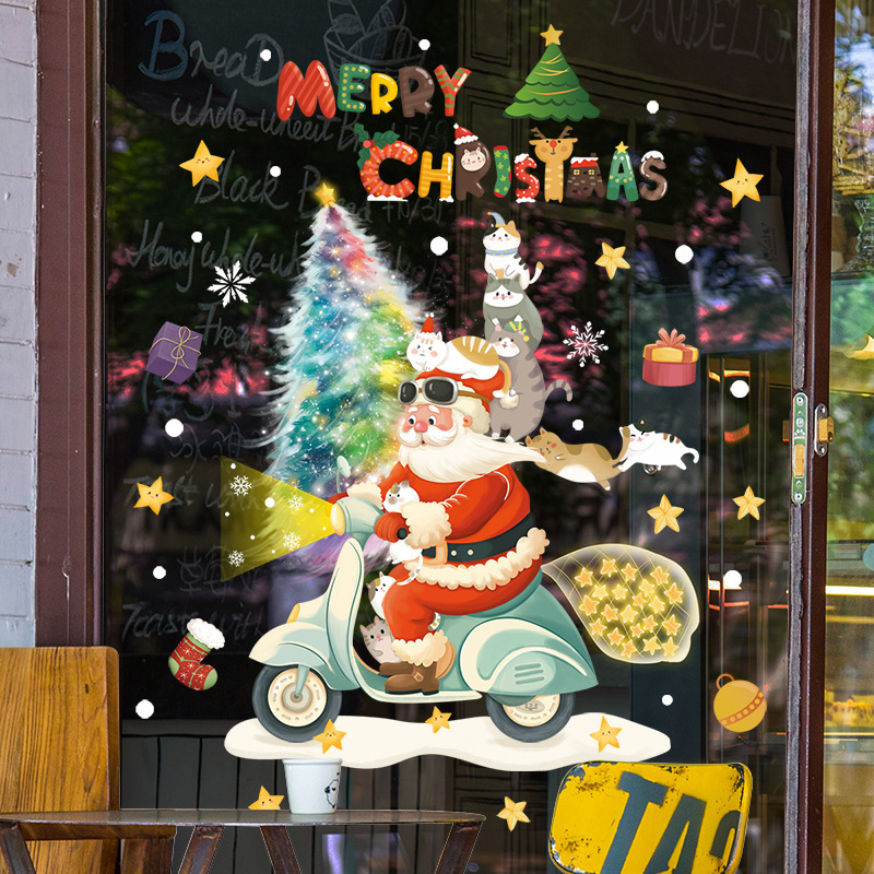 メリークリスマスウィンドウガラスステッカー、サンタクロースク - Snowflake Window Decal のレビューと価格