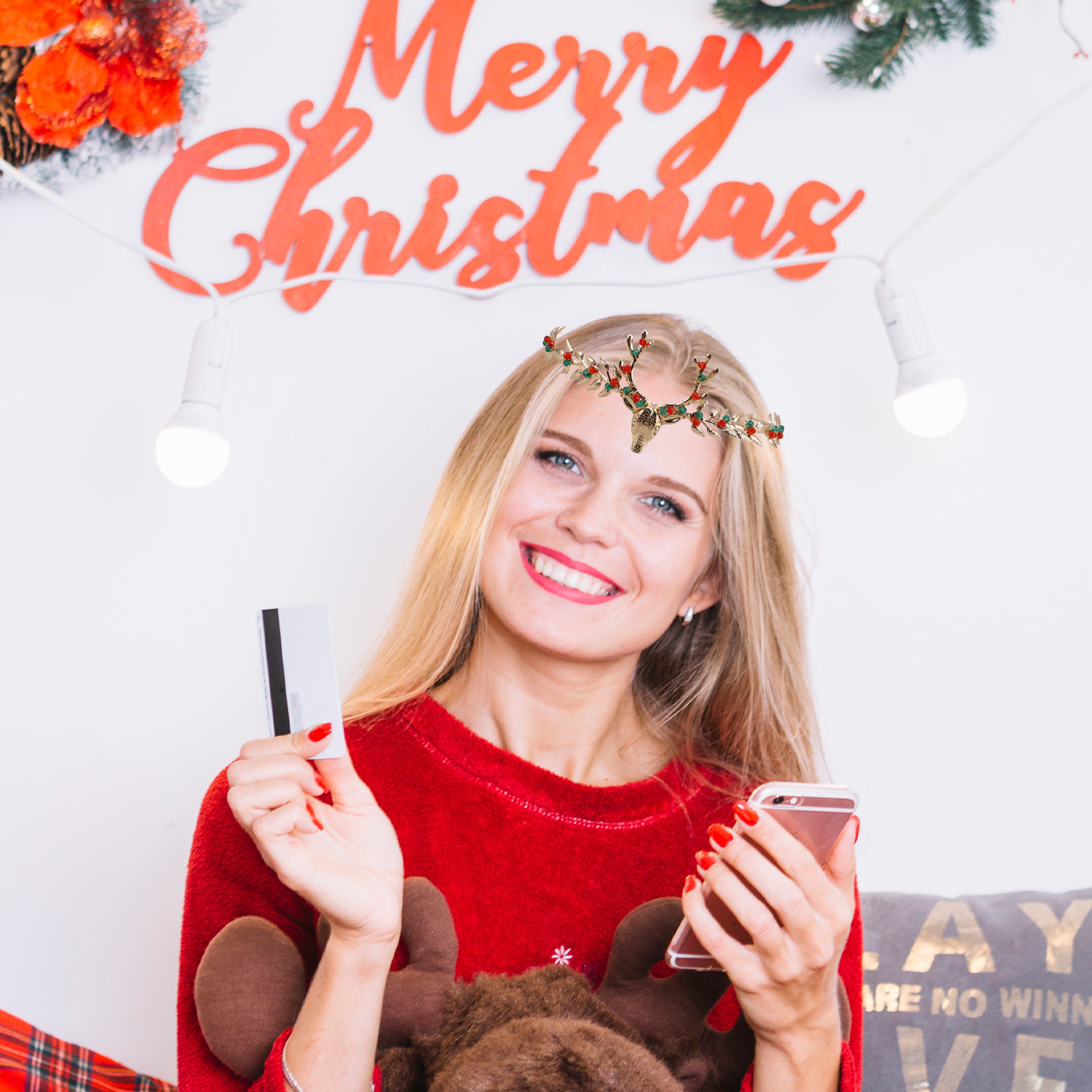 クリスマスのトナカイヘッドバンド エレガントな鹿の角 ホリデ - Reindeer Antlers Headband のレビューと価格