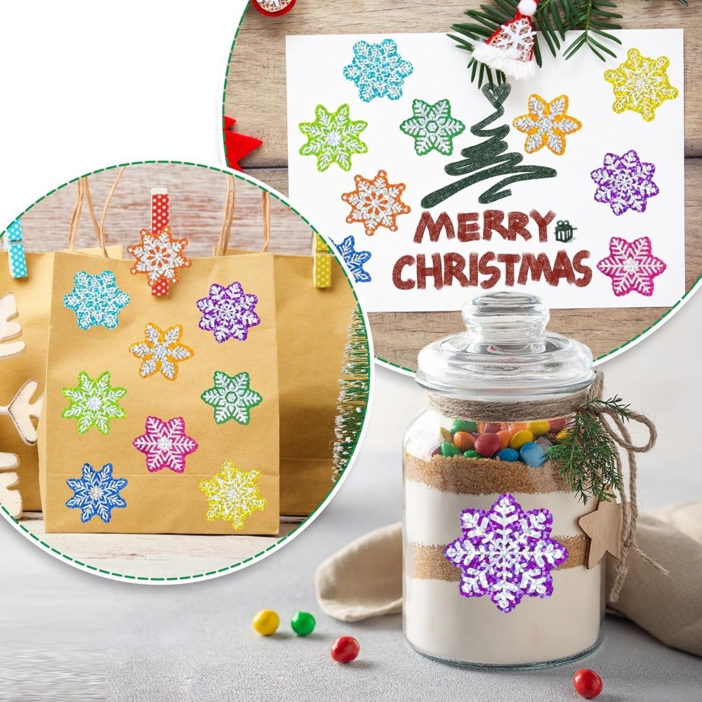 500枚/ロール装飾紙クリスマスステッカー 多色防水スノーフ - Snowflake Window Decal のレビューと価格