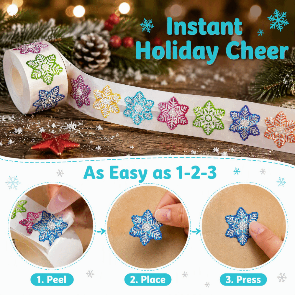 500枚/ロール装飾紙クリスマスステッカー 多色防水スノーフ - Snowflake Window Decal のレビューと価格