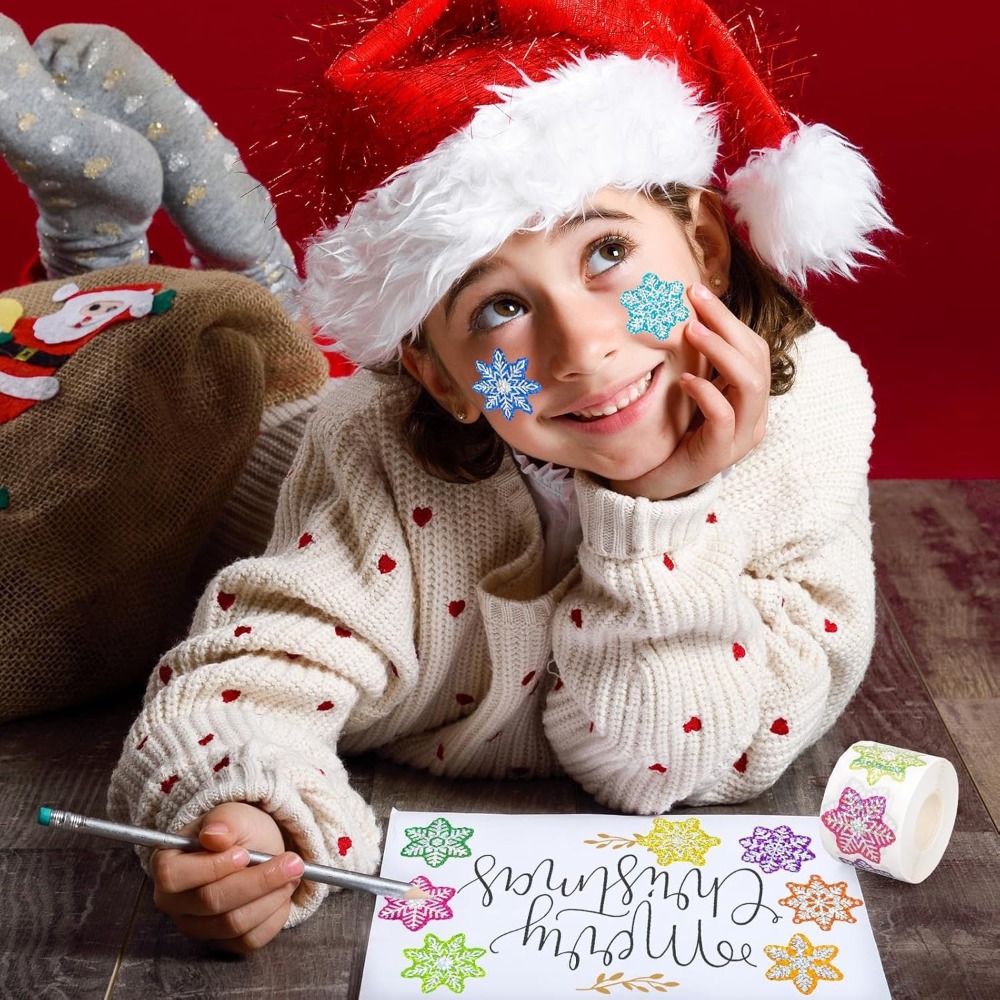 500枚/ロール装飾紙クリスマスステッカー 多色防水スノーフ - Snowflake Window Decal のレビューと価格
