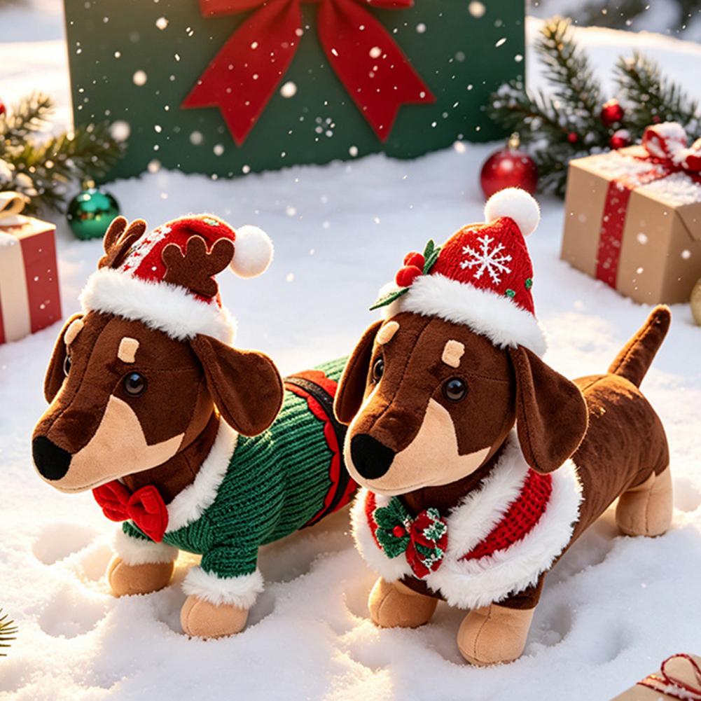 ダックスフントのクリスマスぬいぐるみ、クリスマスデコレーショ - Santa Hat Plush のレビューと価格