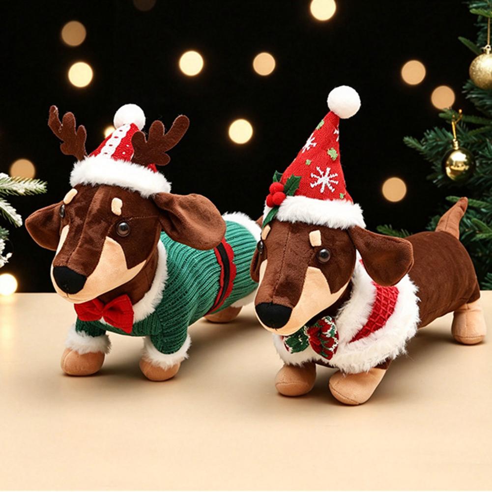 ダックスフントのクリスマスぬいぐるみ、クリスマスデコレーショ - Santa Hat Plush のレビューと価格