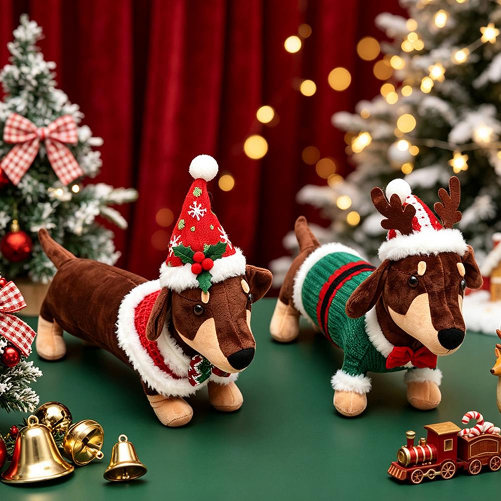 ダックスフントのクリスマスぬいぐるみ、クリスマスデコレーショ - Santa Hat Plush のレビューと価格