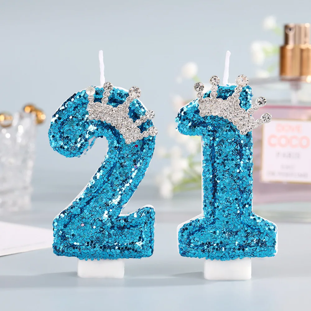 ブルークラウンナンバーバースデーキャンドル 0-9 - 女の - Holiday Candle Set のレビューと価格