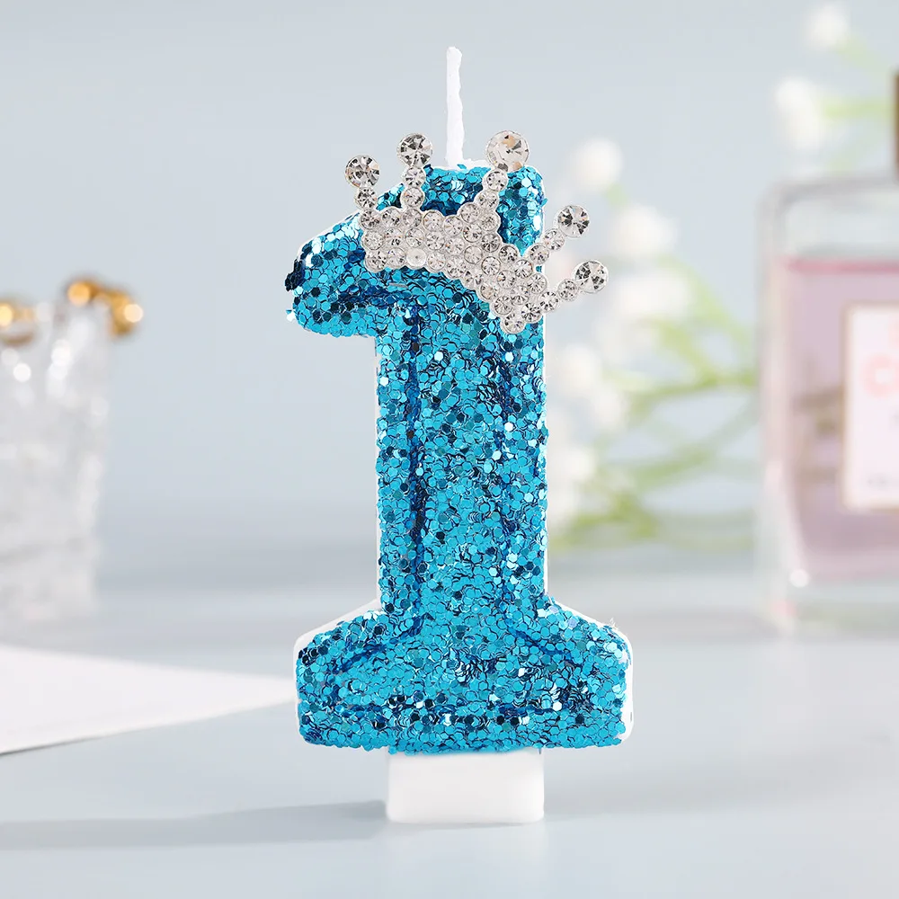 ブルークラウンナンバーバースデーキャンドル 0-9 - 女の - Holiday Candle Set のレビューと価格
