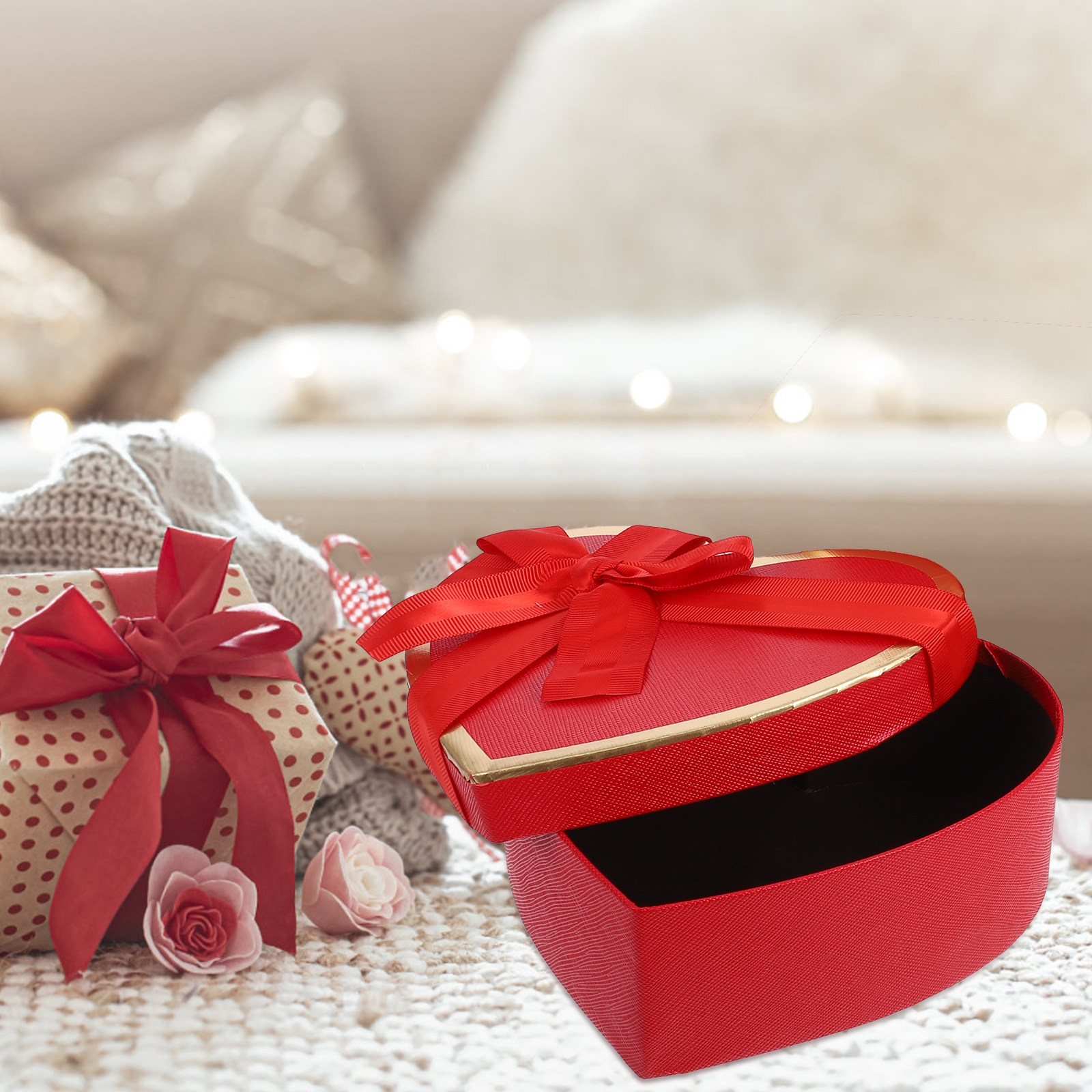 1個入り、丈夫な段ボール製のハート型ギフトボックスセット。香 - Gift Box Wrap Set のレビューと価格