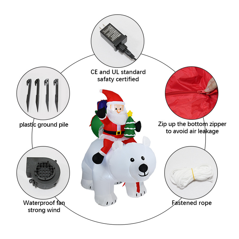 LEDライト付き移動式クマサンタクリスマスインフレータブルヤ - Christmas Lights Outdoor のレビューと価格
