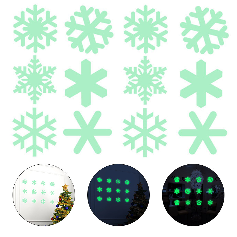 1セット 光る雪の結晶ウォールステッカー クリスマス 暗闇で - Snowflake Window Decal のレビューと価格