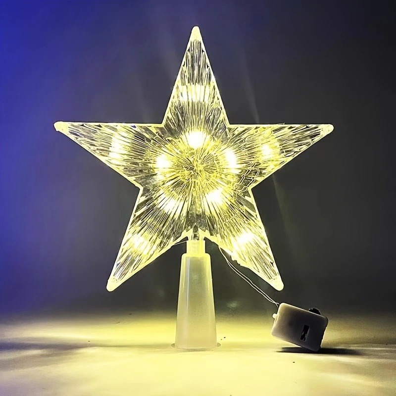 15cm クリスマスデコレーション 光るツリートッパー グリ - Star Tree Topper のレビューと価格
