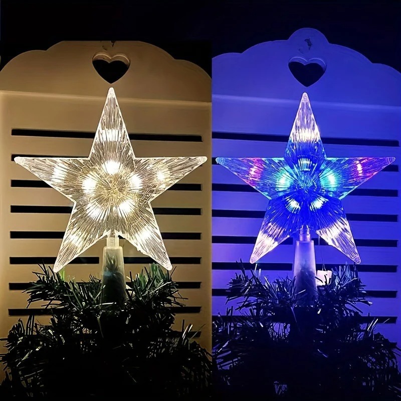 15cm クリスマスデコレーション 光るツリートッパー グリ - Star Tree Topper のレビューと価格