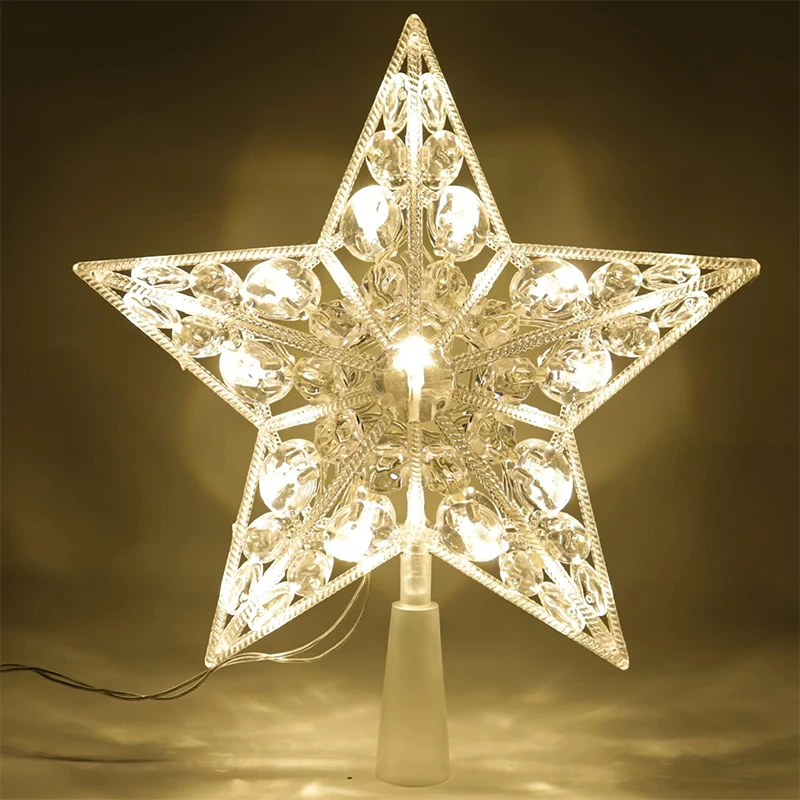 15cm クリスマスデコレーション 光るツリートッパー グリ - Star Tree Topper のレビューと価格