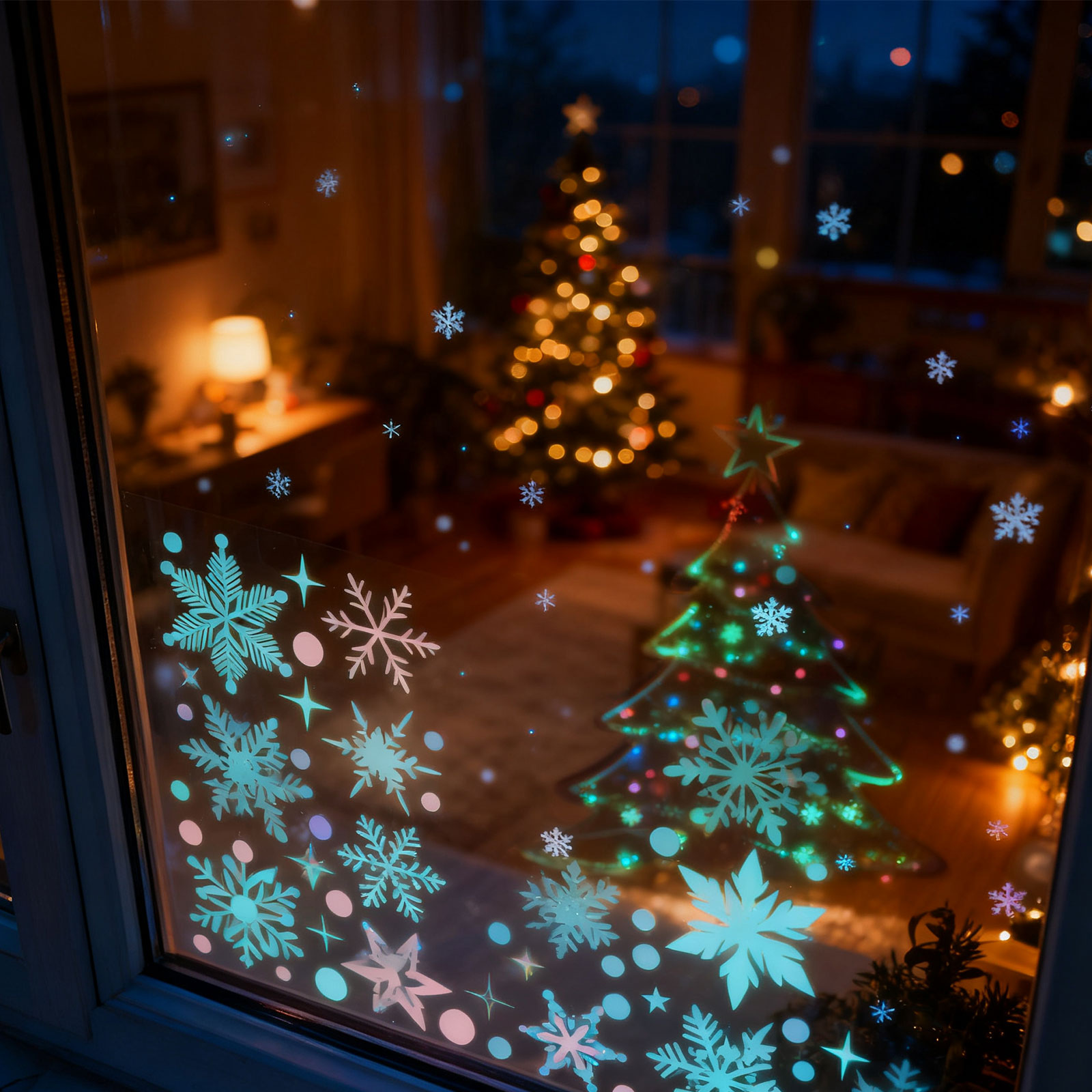 3枚入りスノーフレーククリスマスウィンドウステッカー PVC - Snowflake Window Decal のレビューと価格