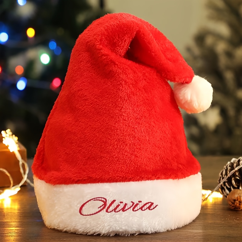 パーソナライズされたクリスマスサンタ帽子、カスタム名刺繍入り - Santa Hat Plush のレビューと価格