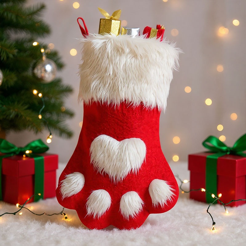 1-10個入り クリスマス ペットの足型ストッキング 赤とグ - Christmas Stocking Hanging のレビューと価格