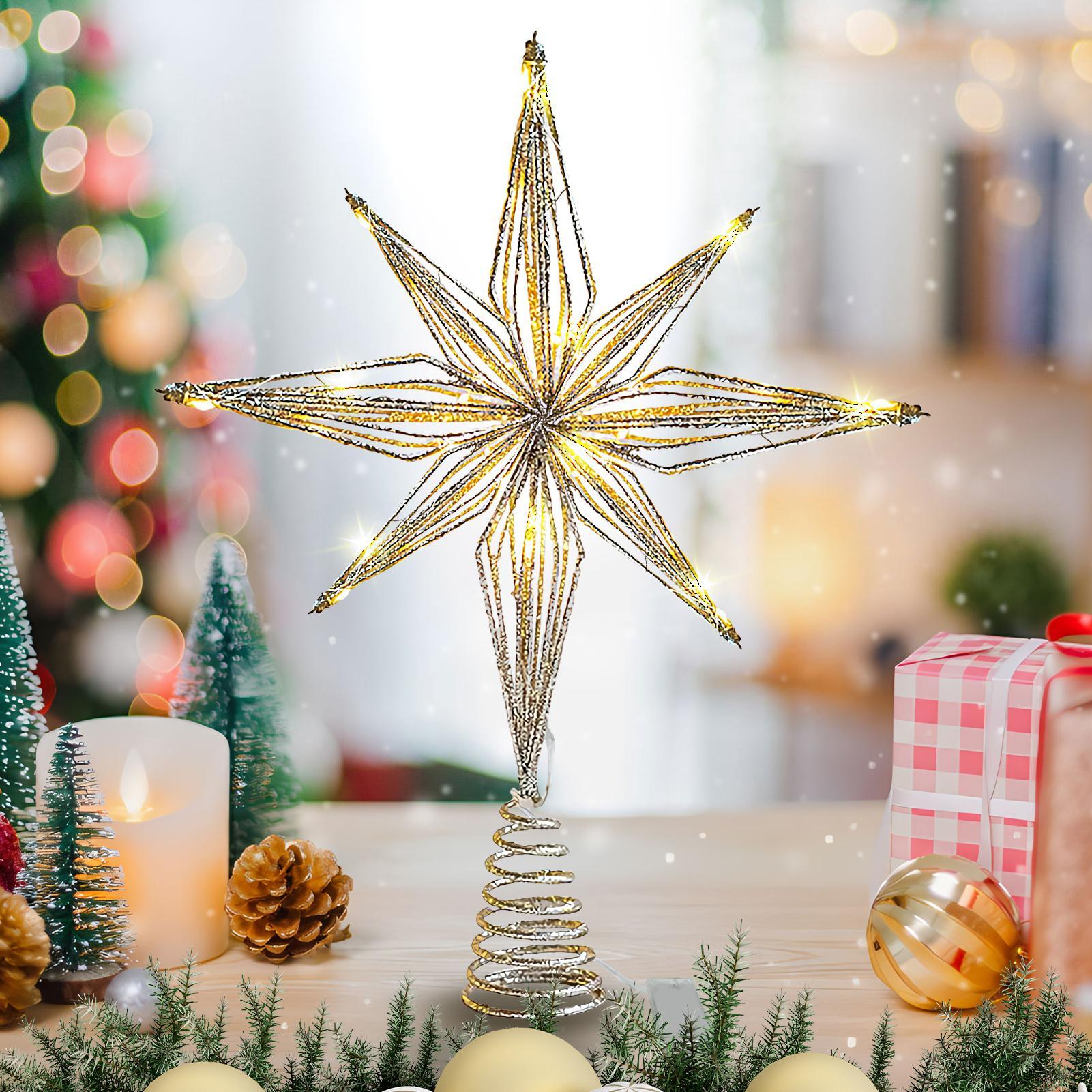 クリスマスツリートッパー 3D スター ライト付きツリートッ - Star Tree Topper のレビューと価格