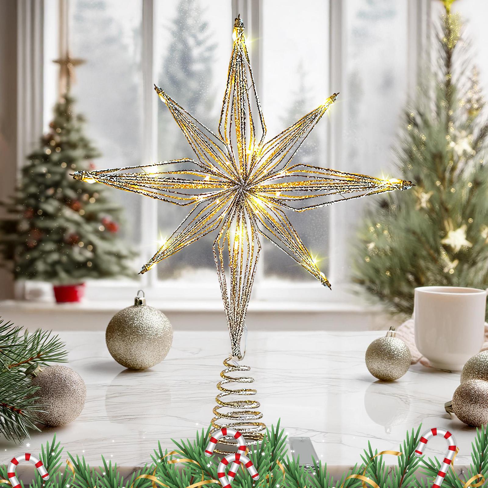クリスマスツリートッパー 3D スター ライト付きツリートッ - Star Tree Topper のレビューと価格